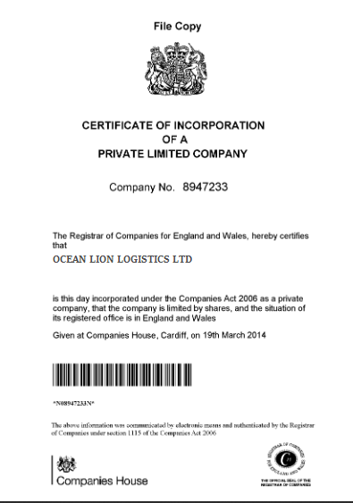 Incorporation Certificate